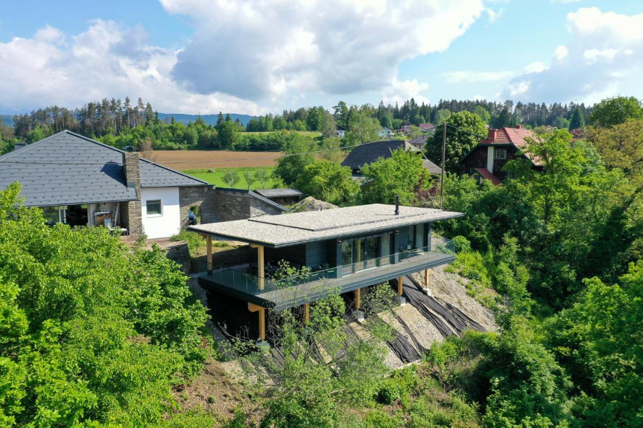 Modernes Ferienhaus Mit Panoramablick Rosegg Exterior foto